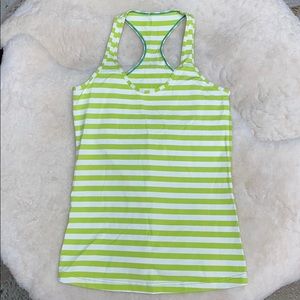 NWOT Green and White striped Lululemon Racerback